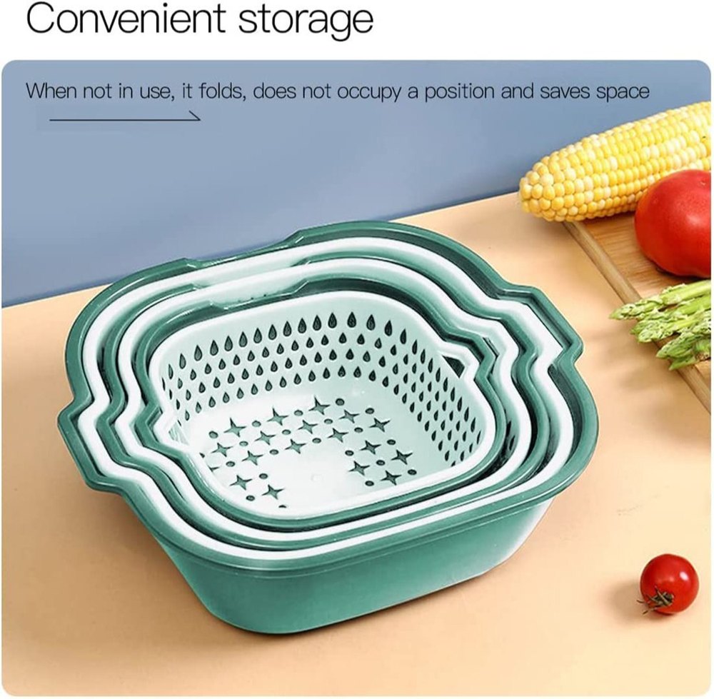 6 Pieces Drain Colander Set Double Layered Kitchen Colander Strainer Set