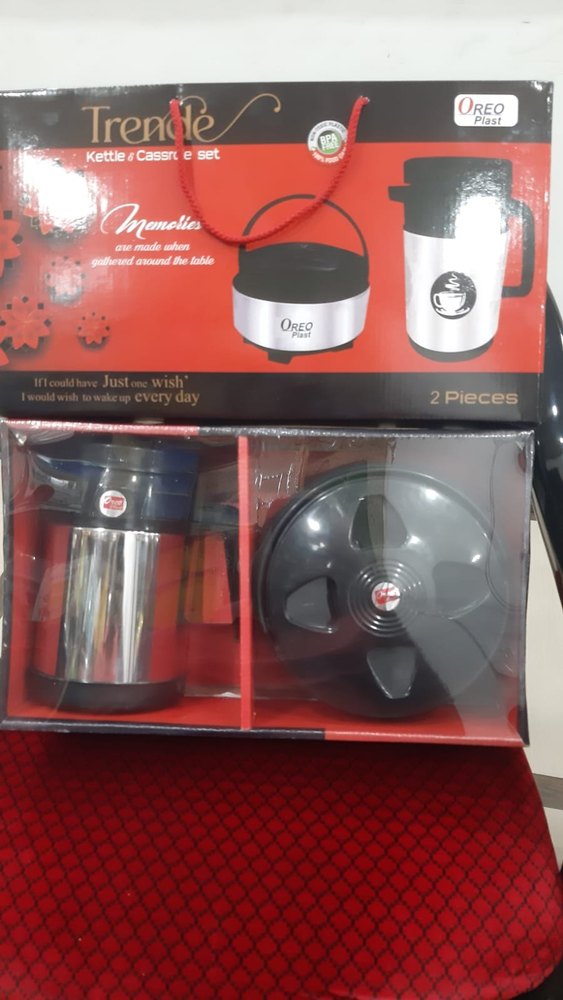 oreo plast Silver Stainless Steel Casserole And Kettle Set, For Home, Capacity: 1500