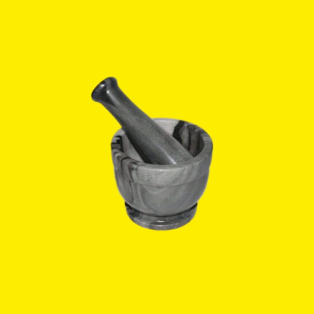 Manual Black Marble Motar And Pestle, For Kitchen, Size: 4