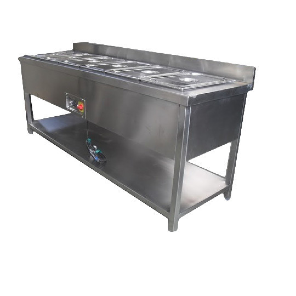 Silver Stainless Steel Bain Marie Counter, For Hotel