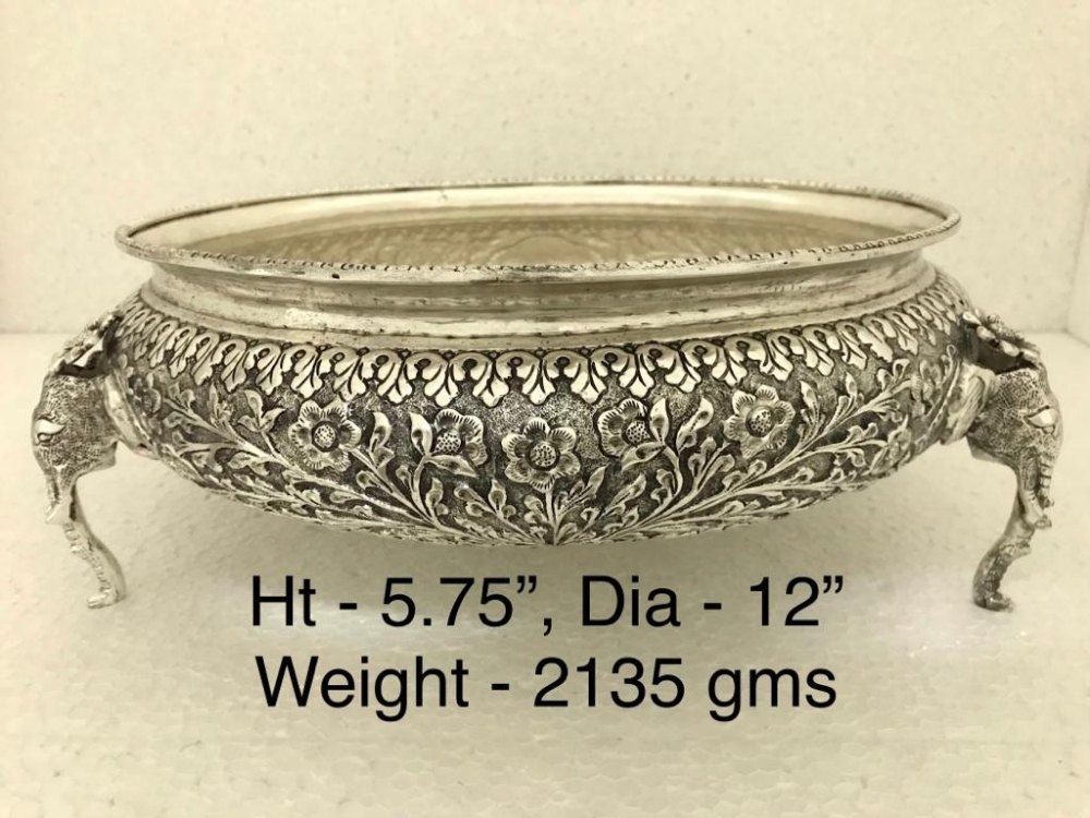 Round Polished Antique Silver Plated Urlis, For Commercial, Size: 12\'\' 5.75\'\'