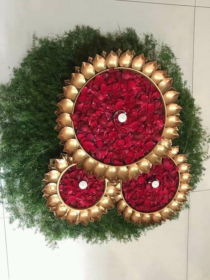 Iron With Brass Polish Golden Kalastutee Decoration Uruli