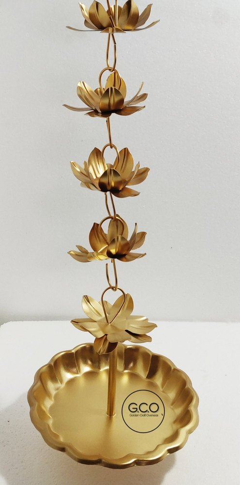 Round Powder Coated GCO Hanging Urli In Iron With Gold Finish