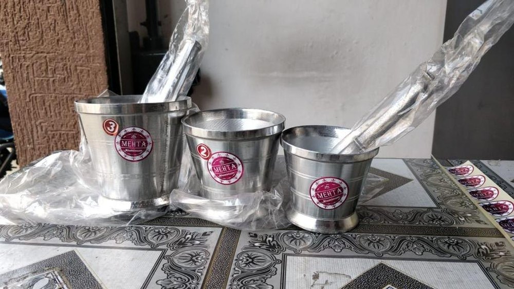 Half Polish And Full Polish Silver Aluminum Khalbatta, For Home, Size: 4