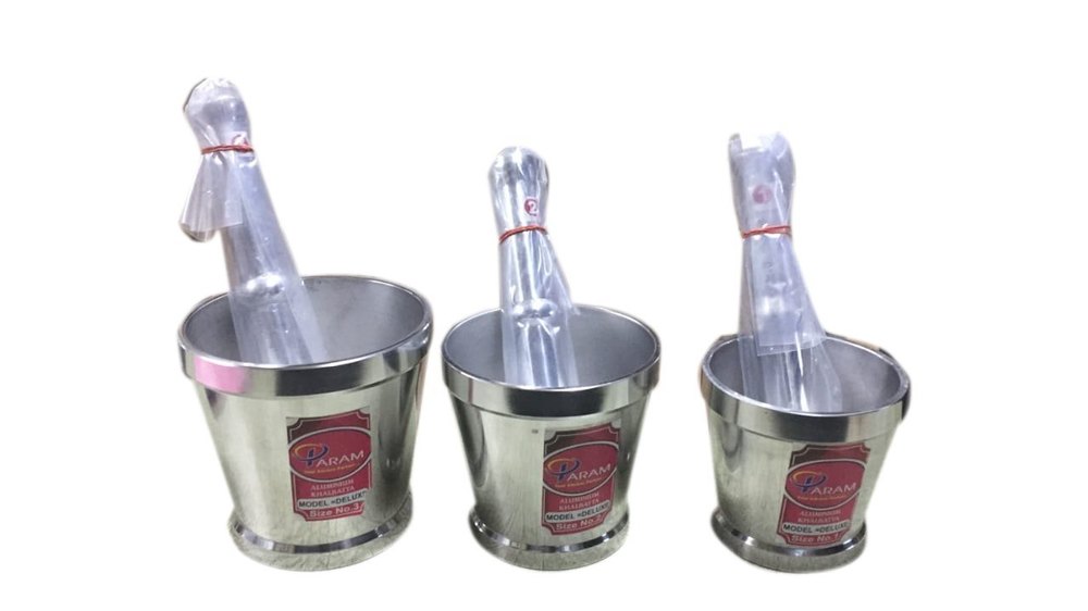 Silver Aluminium Mortar And Pestle, For Kitchen