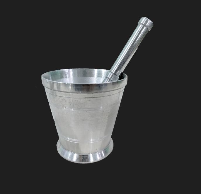 Surface Cutting Silver Aluminium Mortars Pestles