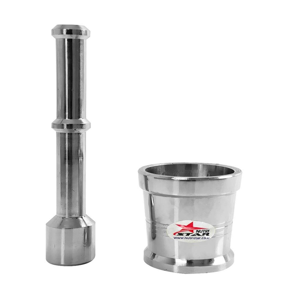 Round Silver Mortar And Pestle, Pankutni, Steel Mortar And Pestle, Khalbatta, For Home