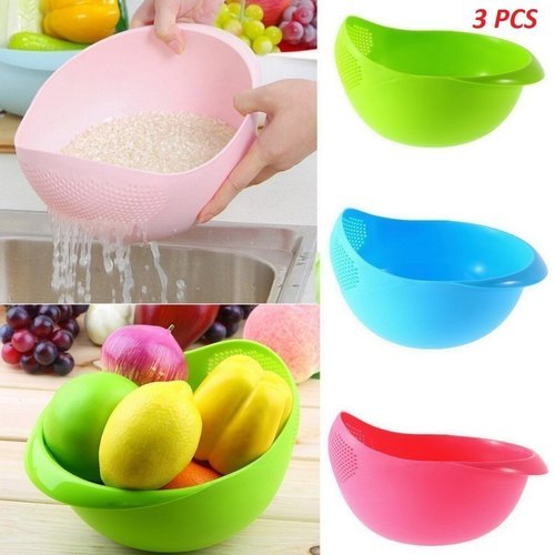 Multicolor Glass Rice Bowl Colander, Set Contains: 1 Pcs, Size: 14 Inch