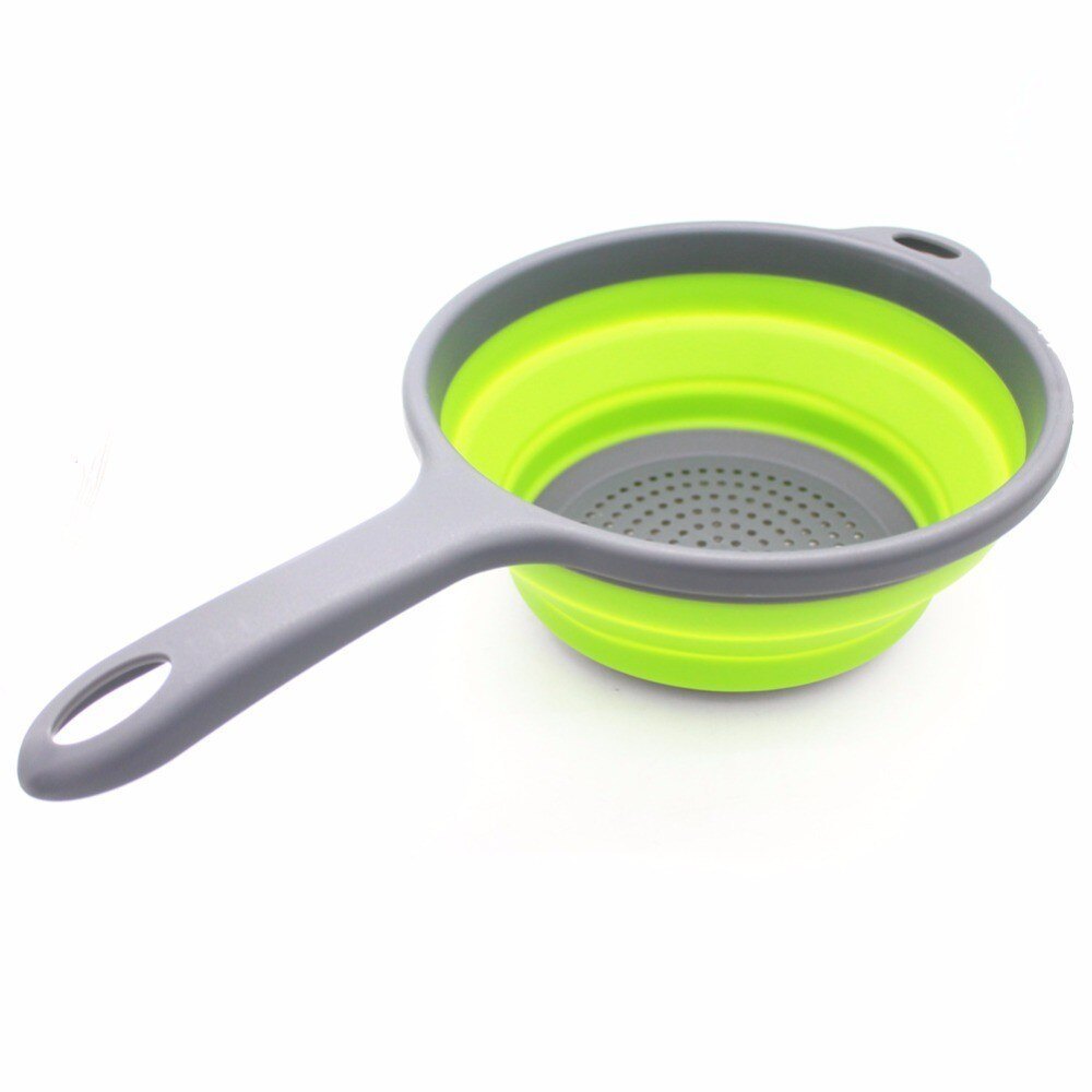 Green & Grey Modern Plastic + Silicone Strainer, For Kitchen