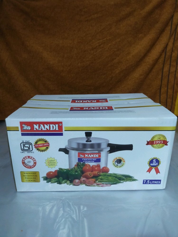 Aluminium Cookers Silver Nandi 75 Ltr Pressure Cooker, For Home