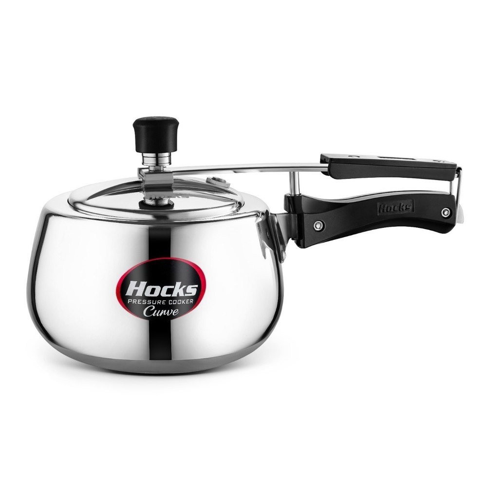 Food Grade Silver and Black Hocks Aluminum Curve 3L Pressure Cooker, For Home