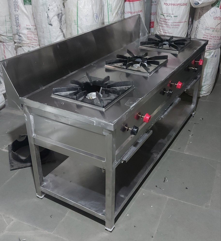 Stainless Steel commercial Gas Bhatti, Number of Burners: 3, Size: H 30\'\' X W 24\'\' L 72\'\'