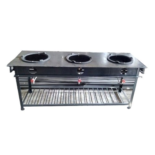 Mild Steel 3 MS Three Burner Gas Bhatti, For Restaurant