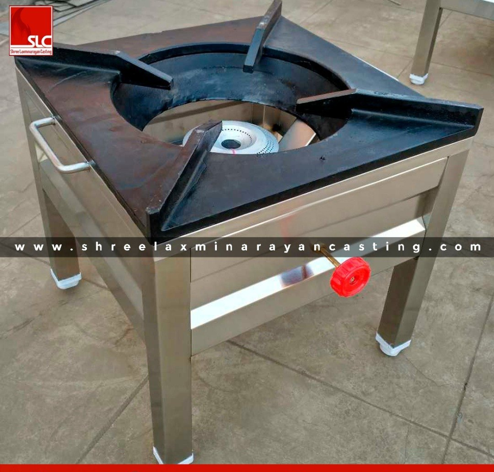 Silver 18 X 18 X 18 Inch SS Steel Bhathi With Cast Iron Jali Pan Support