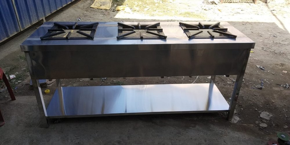 Custom LPG Indian Range 3 Burner, For Restaurant