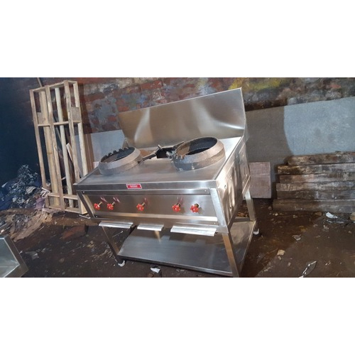 Stainless Steel Chinese Gas Range, For Restaurant, Hotels