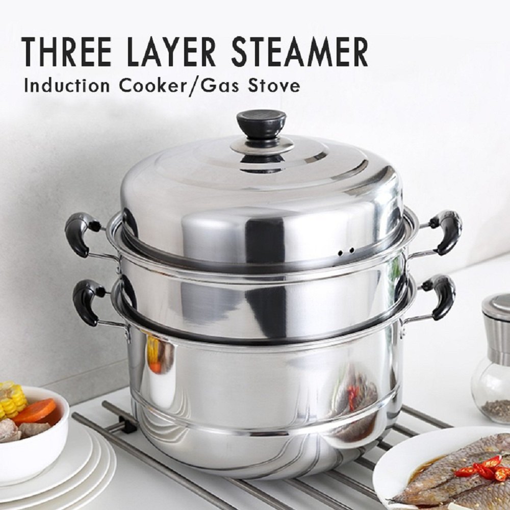 Momo Steamer 28cm Stainless steel Steamer Pan 3 Layer
