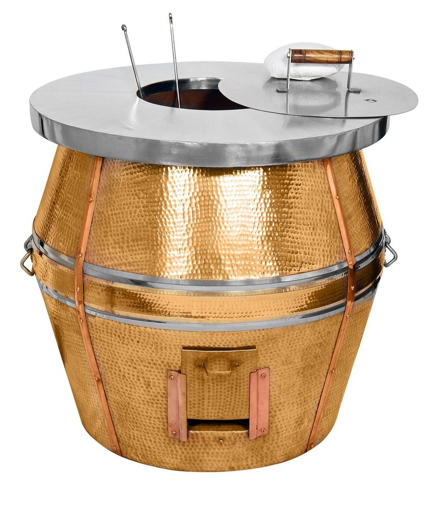Copper Barrel Hammer Charcoal Tandoor, For Hotel