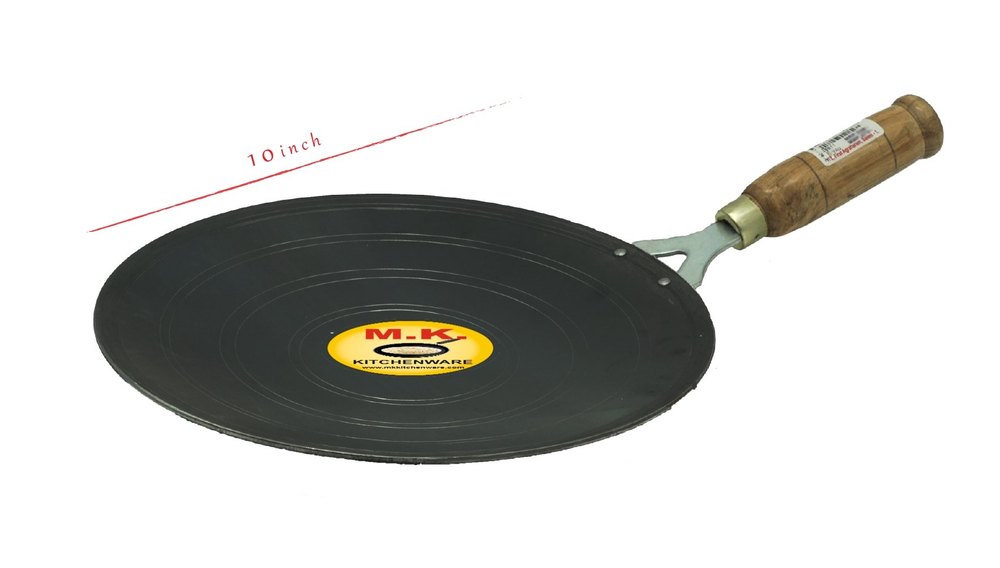 MK KITCHENWARE Black HR Roti Tawa/ Dosa Tawa With Wooden Handle And Without Handle, For Home, Size: 9/10/11 Inches
