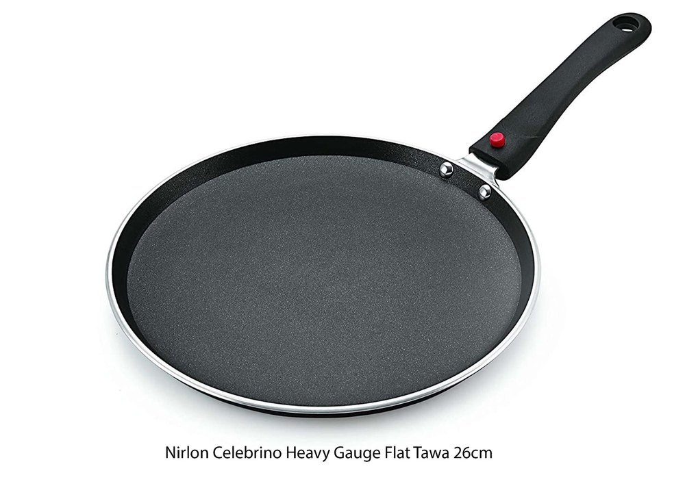 Aluminium Induction Nirlon Celebrino Heavy Gauge Flat Tawa 26cm, For Home
