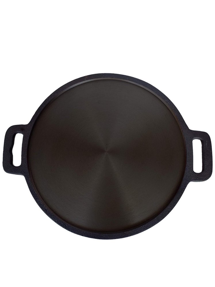 Black Pre-Seasoned Cast Iron Polished Double Handle Dosa Tawa, For Home, Round