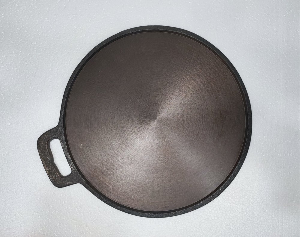 Meeth Black Pre Seasoned Cast Iron Tawa, For Home/Kitchen/Hotel, Size: 12 Inch Single Handle
