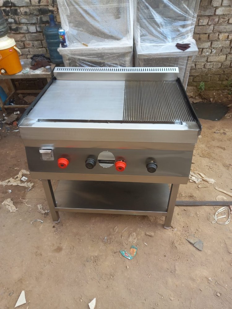 Silver Stainless Steel SS Hot Plate Cum Griddle Plate, For Hotel, Size: 42x24x34