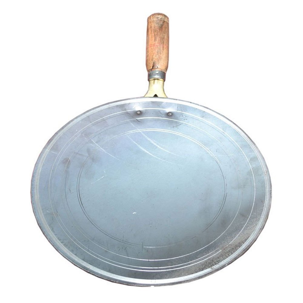 Silver and Brown Aluminium Aluminum Handle Roti Tawa, Size: 11 Inch (d)