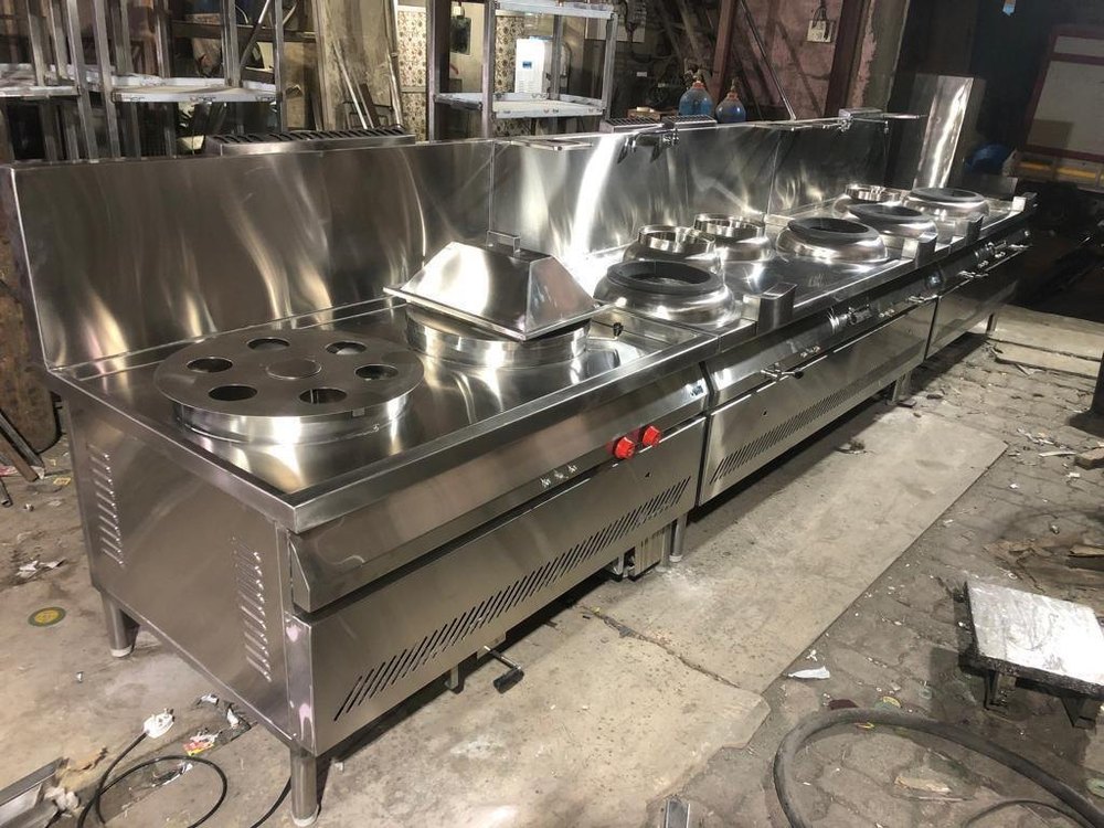 TRISTAR EQUIPMENTS Stainless Steel Chinese Wok with Blower Burner, Capacity: 40L, Size: 60x27x34