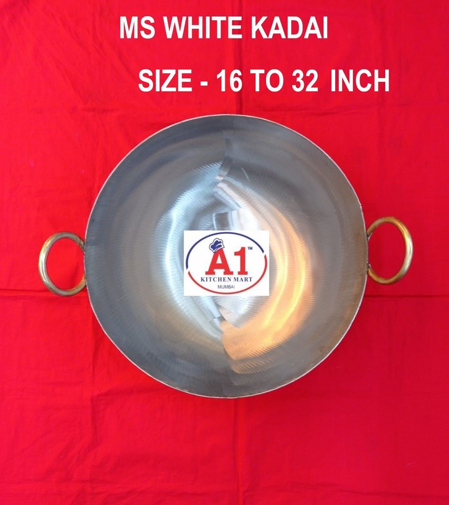 Round MS WHITE KADAI, For Hotel, Size: 16 To 32