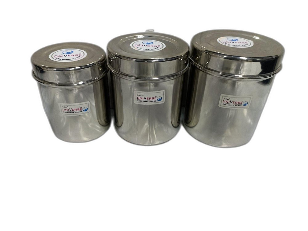 3 Steel Utensils Canstier 7x9, Bidding Dabba For Home