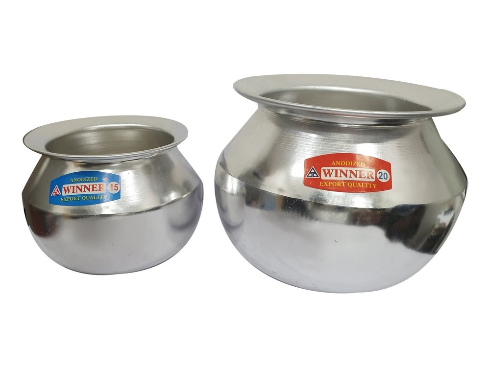 Silver Aluminium Anodized Handi Set, For Home, Capacity: 2L