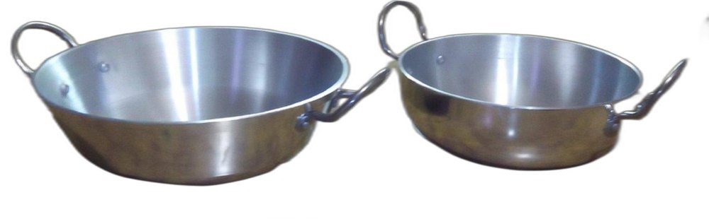 anchor Round Silver Polished Aluminium Sheet Kadai, Capacity: 0.5 L- 20 Litres, Size: Size 1-30