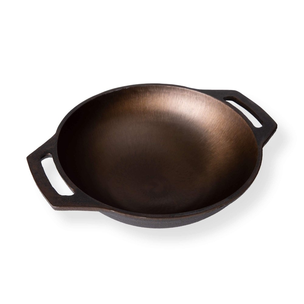 Black Preseasoned Smooth Cast Iron Roundbase Kadhai, For Home