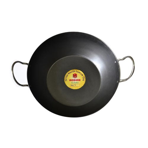 Modern Natural Iron Flat Base Kadai for Frying