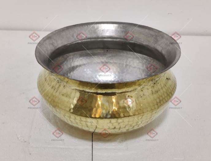 Hammered 2 Pc Brass Sipri For Home, Size: 4 Ltr Capacity With Lid
