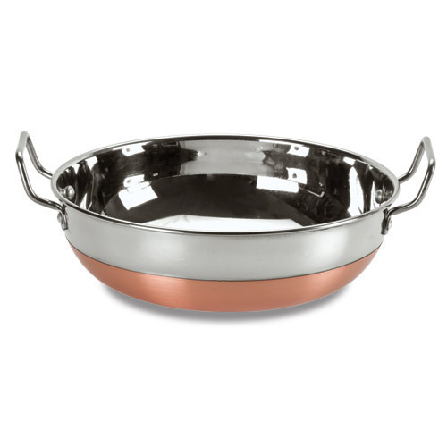 Silver Stainless Steel Copper Bottom Kadhai, For Home, Hotel/Rastaurant, Packaging Type: Box