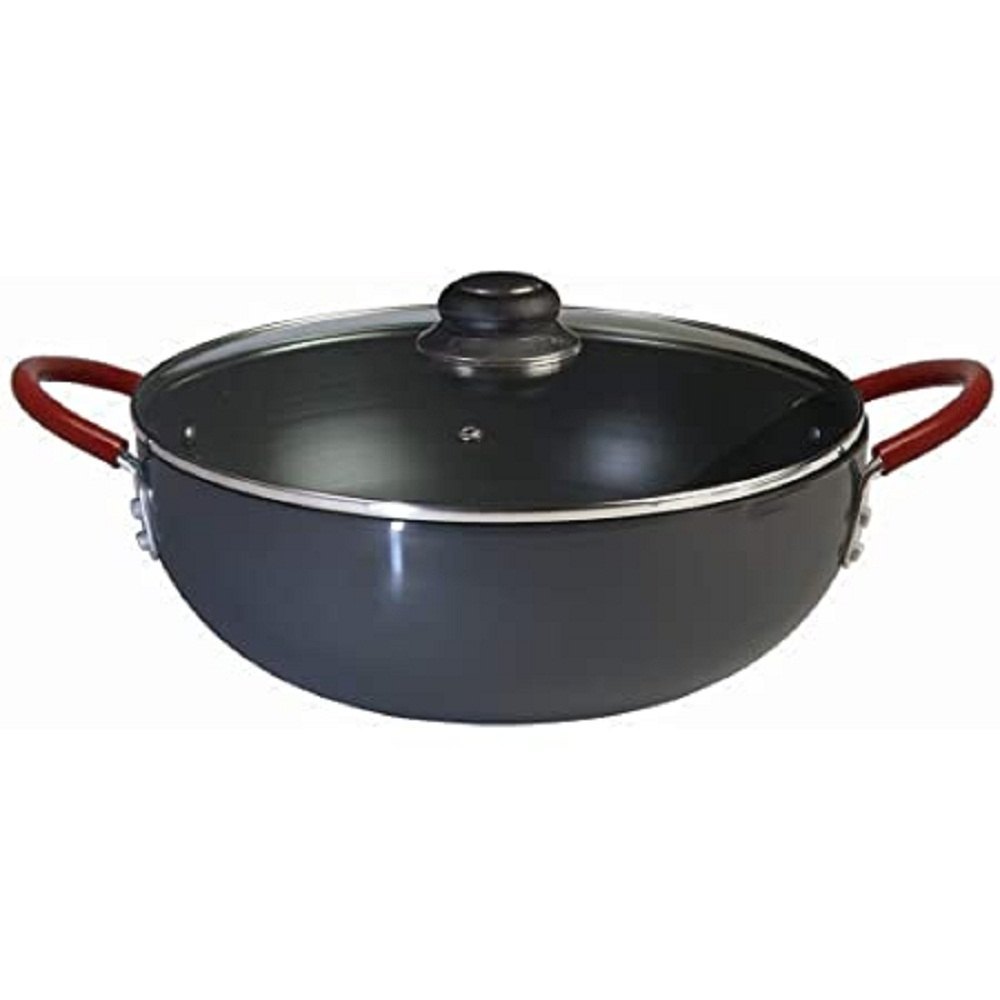 Aluminium Black Bajaj Nirlep Ebony Hard Anodized Induction Deep Kadhai, Capacity: 2 L, Size: 22 cm