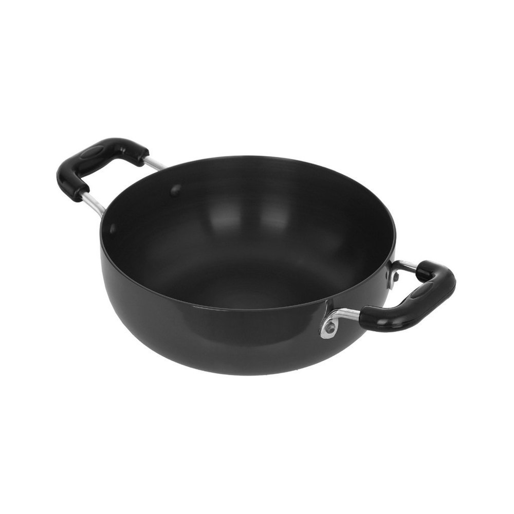 Aluminium Round Hard Anodised Kadai, Capacity: 3L, Size: 11*14
