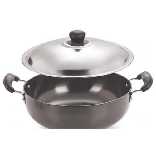 Hard Anodized Kadai With Stainless Steel Lid, Packaging Type: Box
