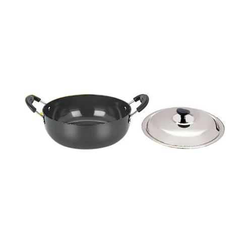 Round Black Hard Anodized Deep Kadai, For Very Easy, Capacity: 3LTR
