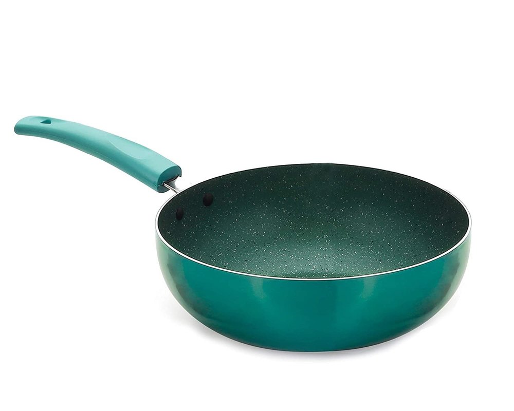 Aluminum Oval Nirlon Induction Base Non-Stick Deep Kadhai, Capacity: 3L, Size: 240mm