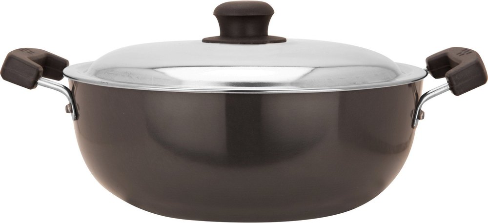 Round Black Aluminium Lid Deep Karai, Capacity: 1 Liter