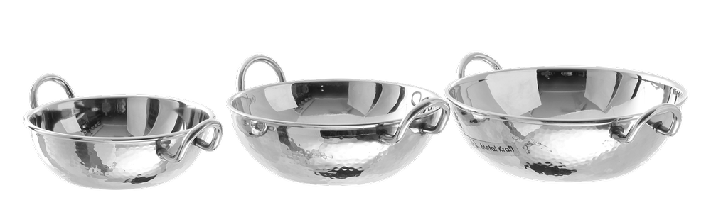 Metal Kraft Stainless Steel SS Hammered Karahi, For Hotel/Restaurants/Homes