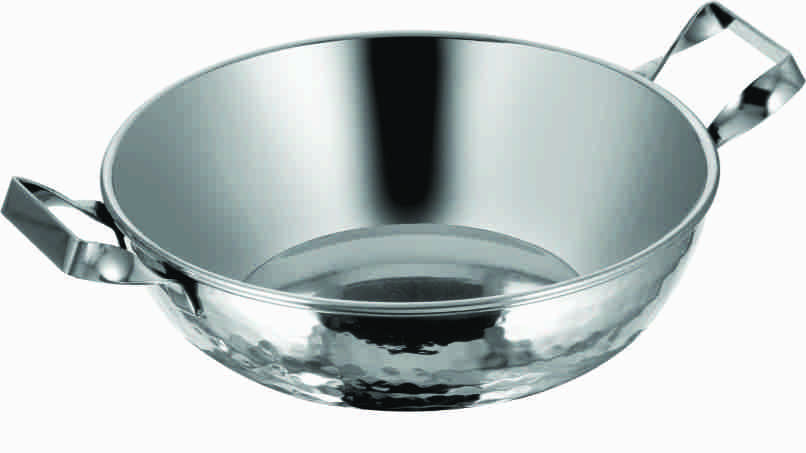 AWKENOX Stainless Steel Serving Kadhai Hammered, For Hotel/Restaurant
