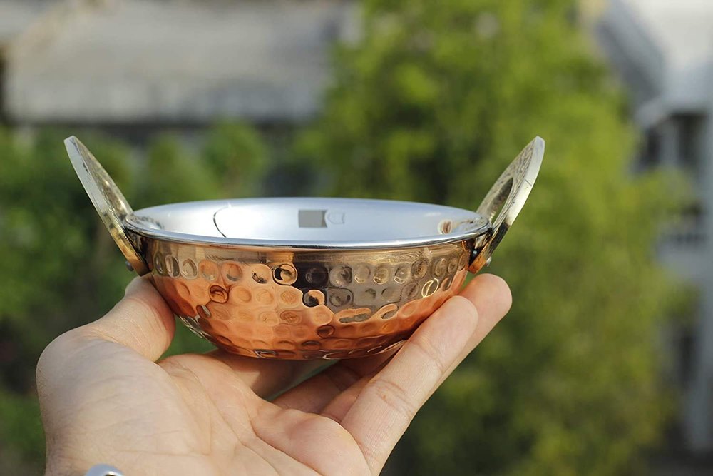 Round Mr.Copper Copper Steel Kadai Hammered
