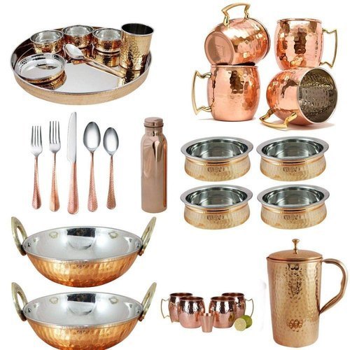 Hammered Round Copper Kitchen Utensils For Hotel, Capacity: Standard