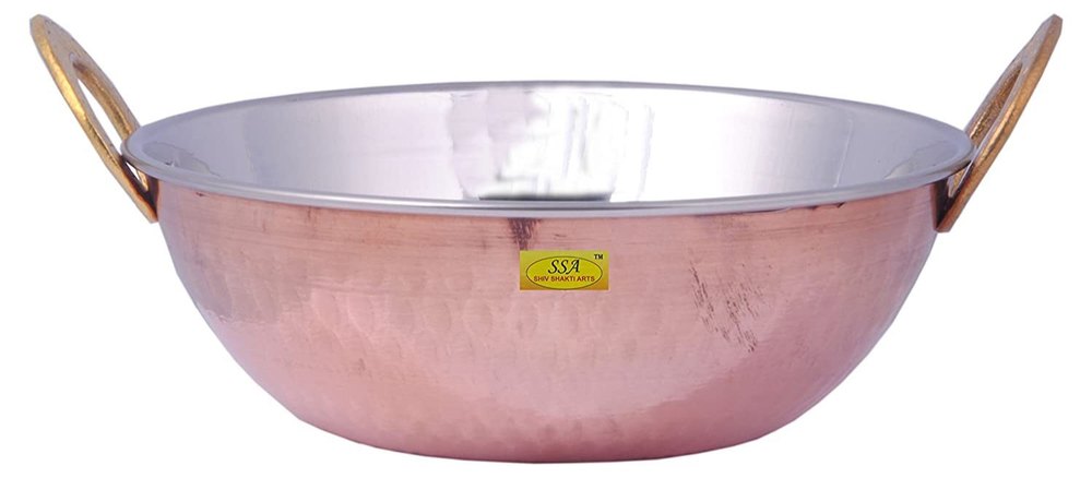 Handmade Pure Steel Copper Kadai / No 4 Volume - 1000 ml Homeware Dinnerware