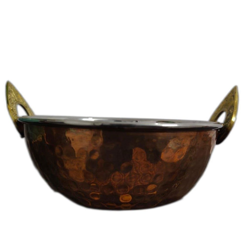 Golden Hammered Copper Kadai, For Home, Capacity: 350ml