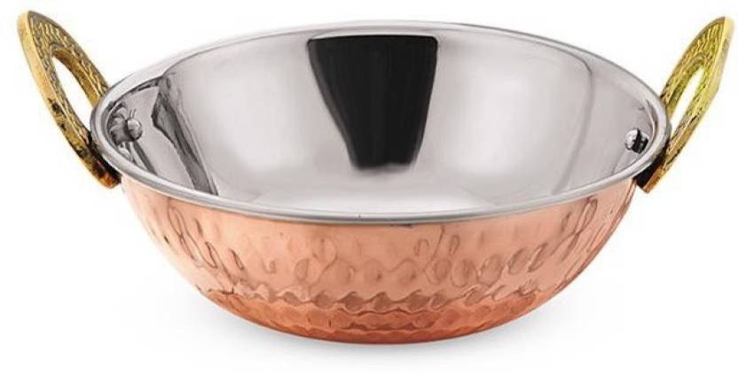 Round Copper Kadai 1P, For Kitchen, Hotel, Capacity: 700 ml